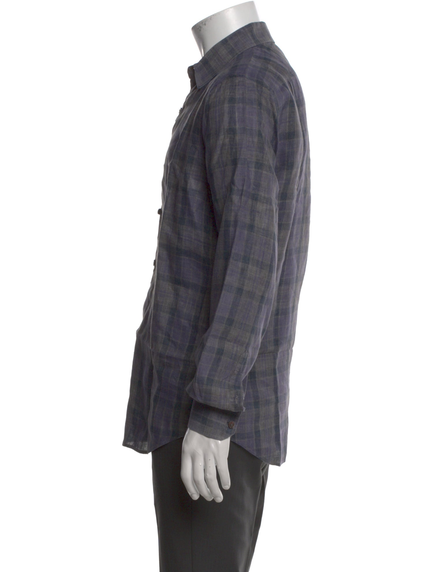 Berluti Linen Plaid Print Shirt