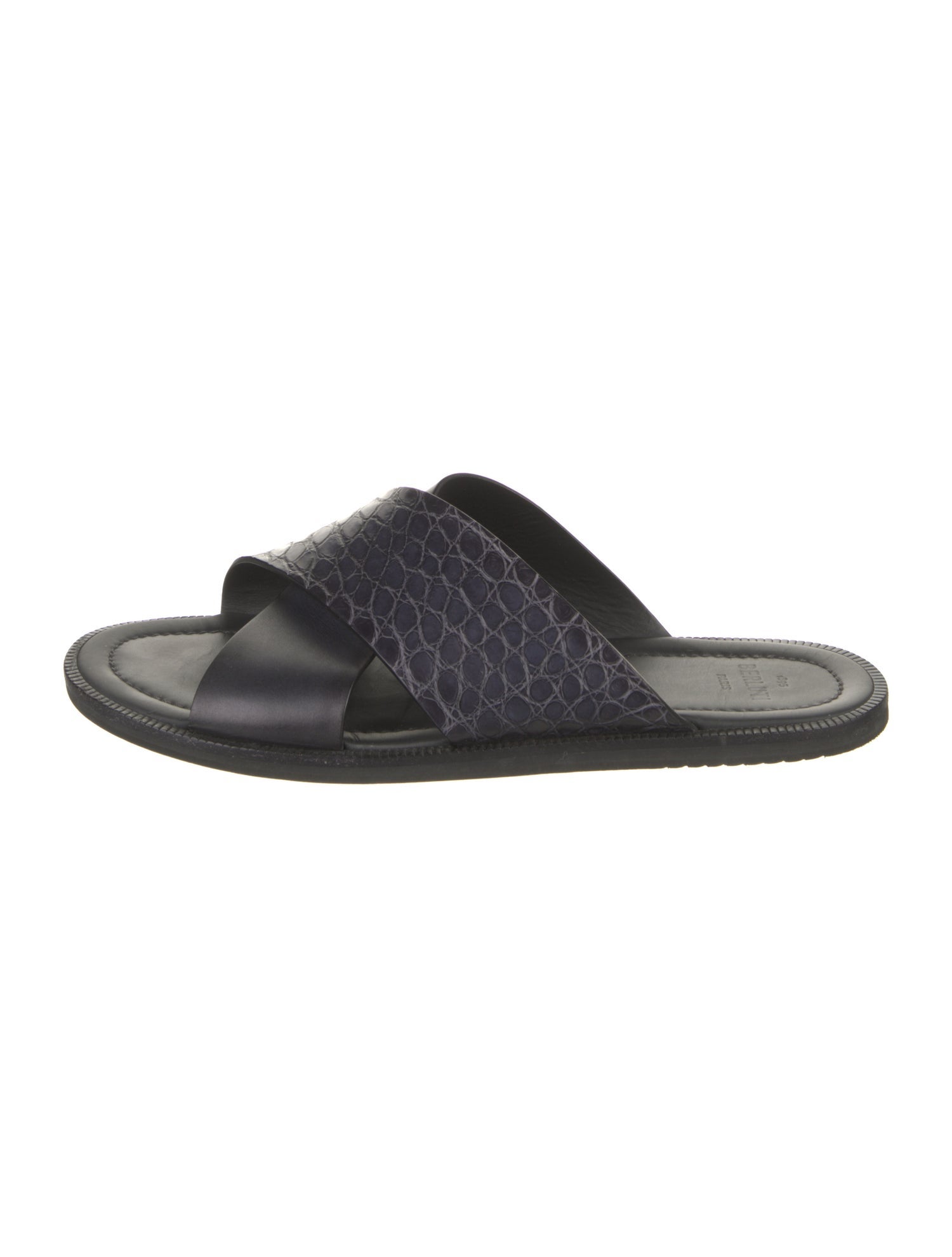 Berluti Leather Animal Print Slides