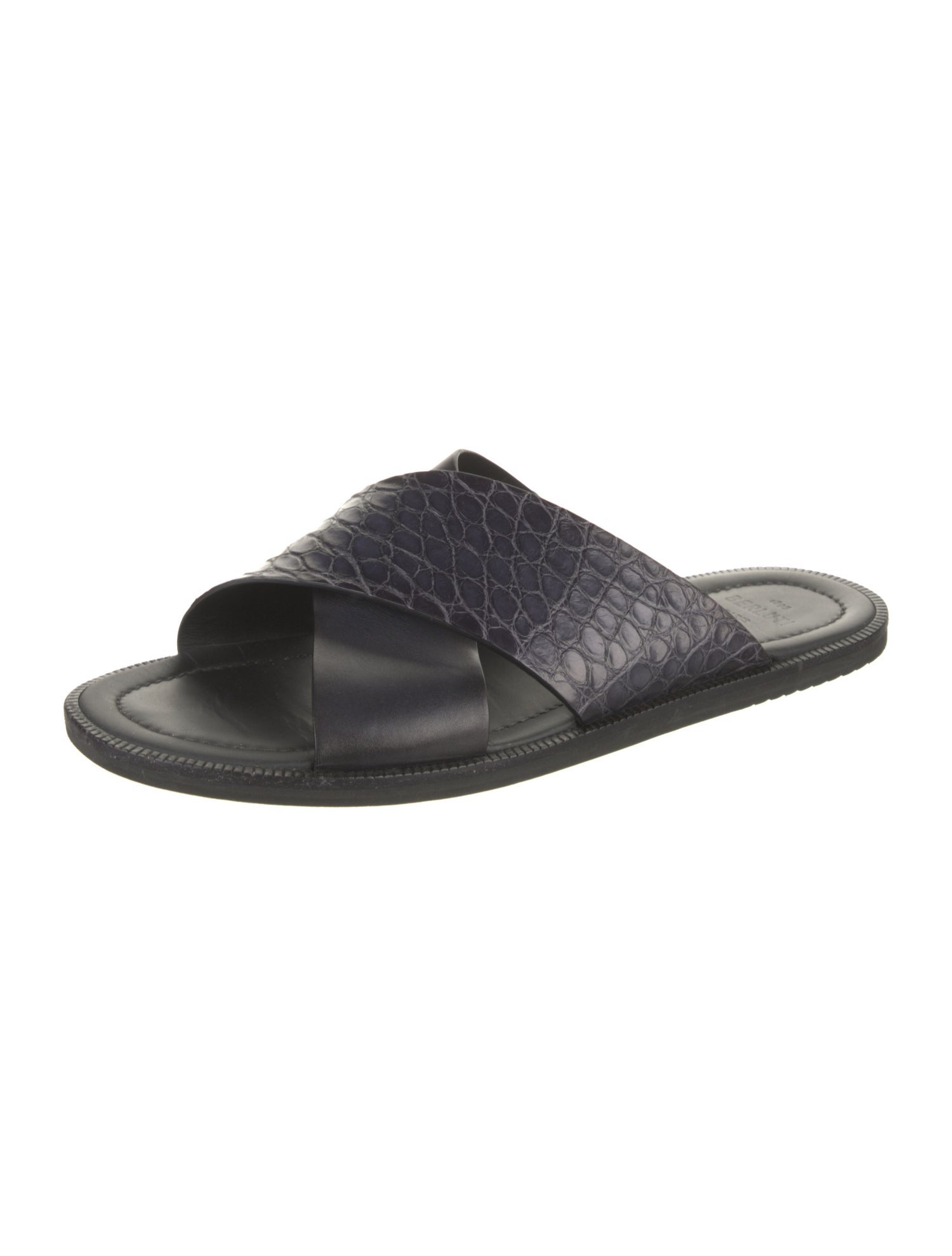 Berluti Leather Animal Print Slides