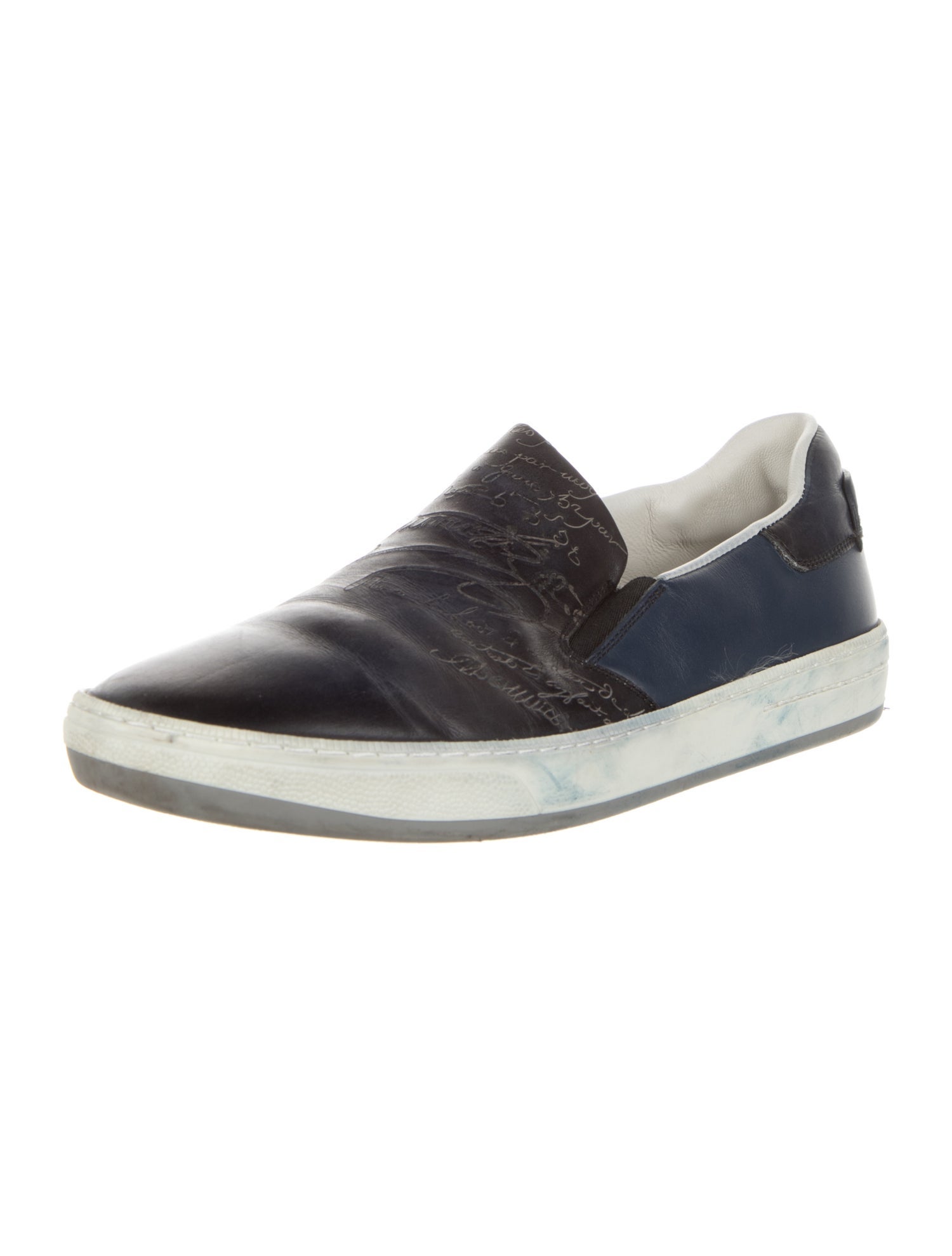 Berluti Leather Colorblock Pattern Sneakers