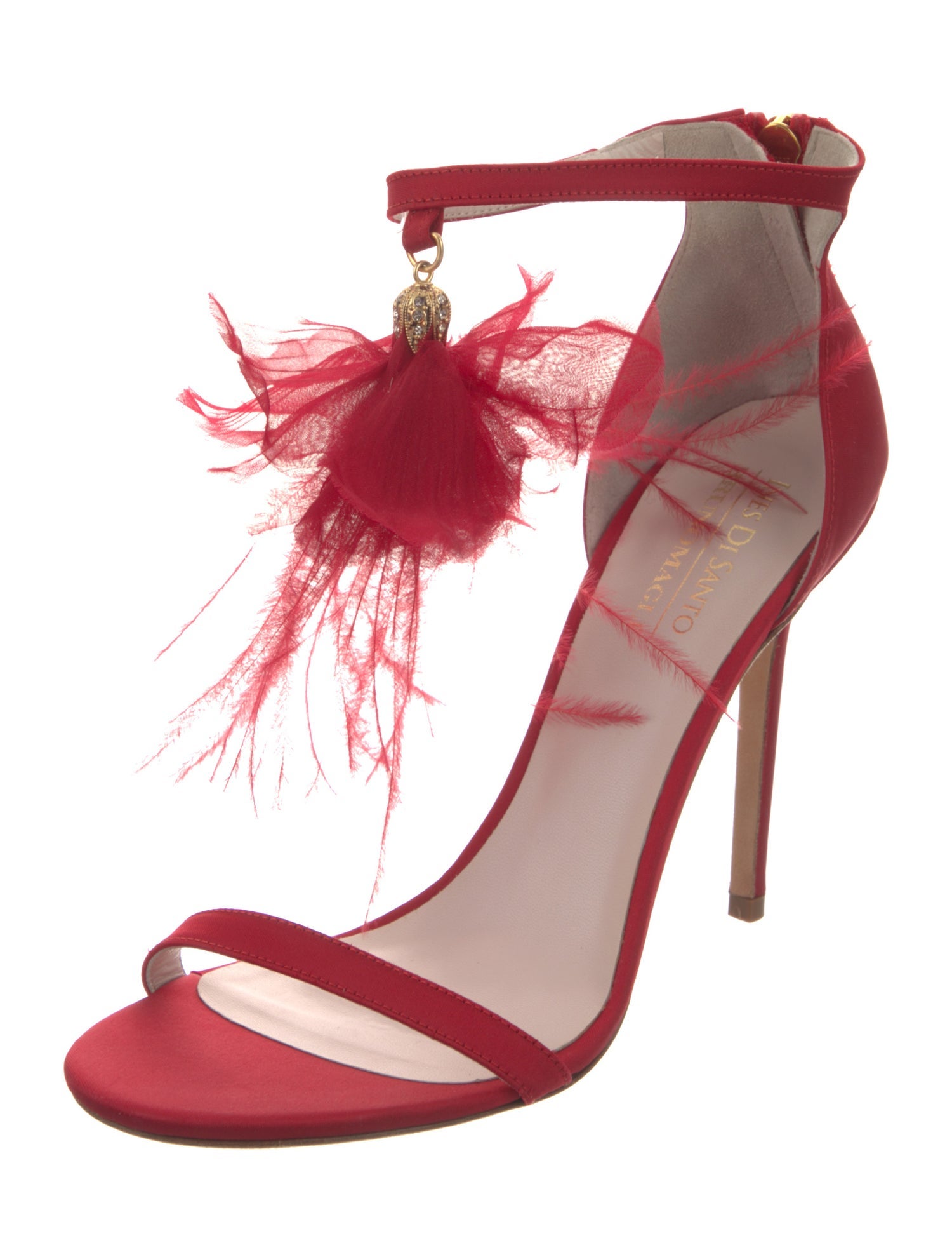 Bruno Magli Satin Feather Trim Sandals