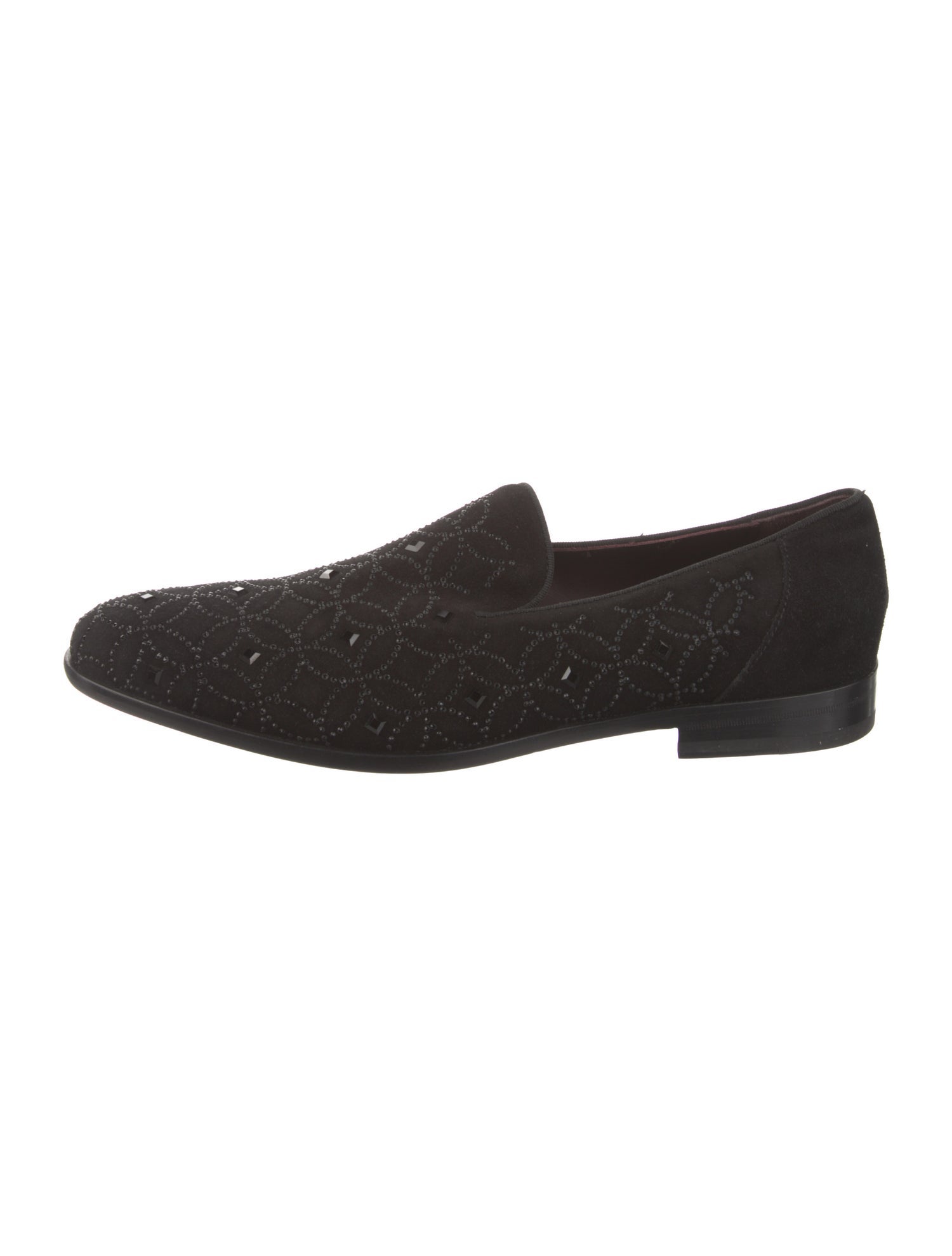 Bruno Magli Suede Crystal Embellishments Loafers