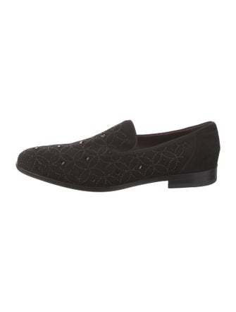 Bruno Magli Suede Crystal Embellishments Loafers