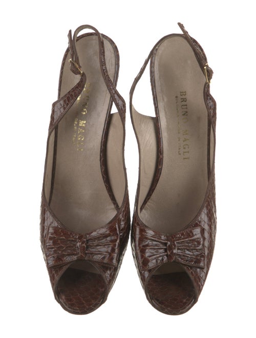 Bruno Magli Embossed Leather Animal Print Slingback Pumps