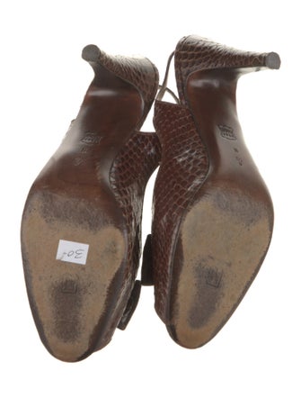 Bruno Magli Embossed Leather Animal Print Slingback Pumps