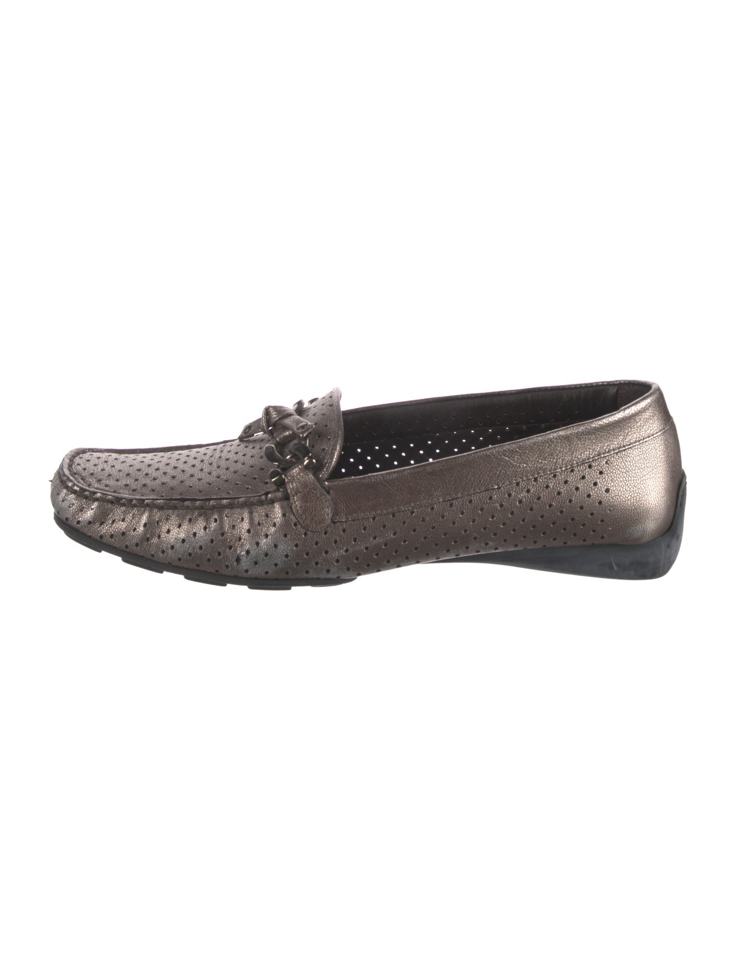 Bruno Magli Leather Chain-Link Accents Loafers