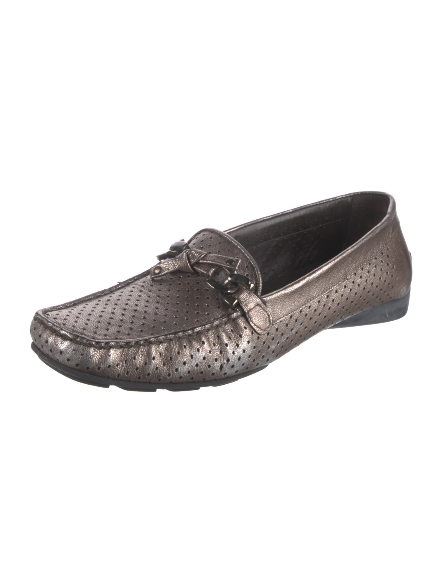 Bruno Magli Leather Chain-Link Accents Loafers