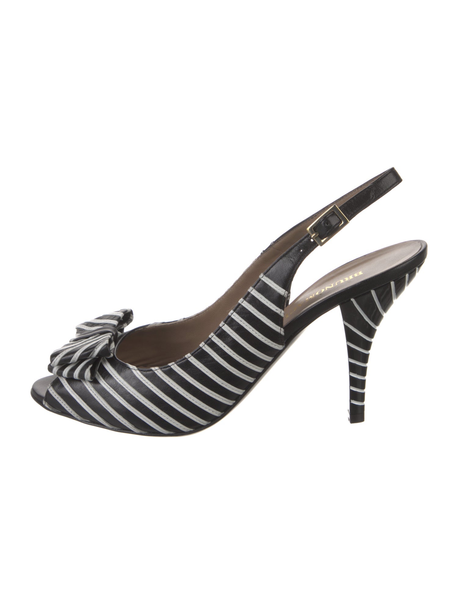 Bruno Magli Leather Striped Slingback Pumps