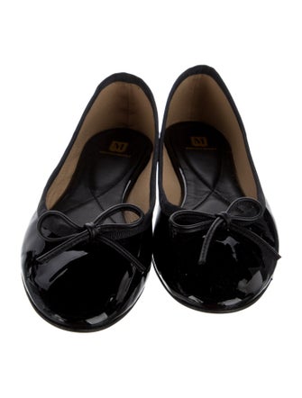 Bruno Magli Patent Leather Bow Accents Ballet Flats