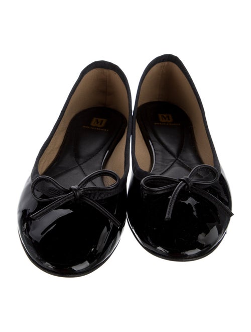 Bruno Magli Patent Leather Bow Accents Ballet Flats