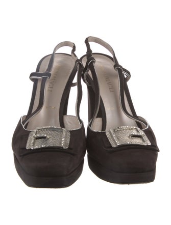 Bruno Magli Suede Crystal Embellishments Slingback Pumps