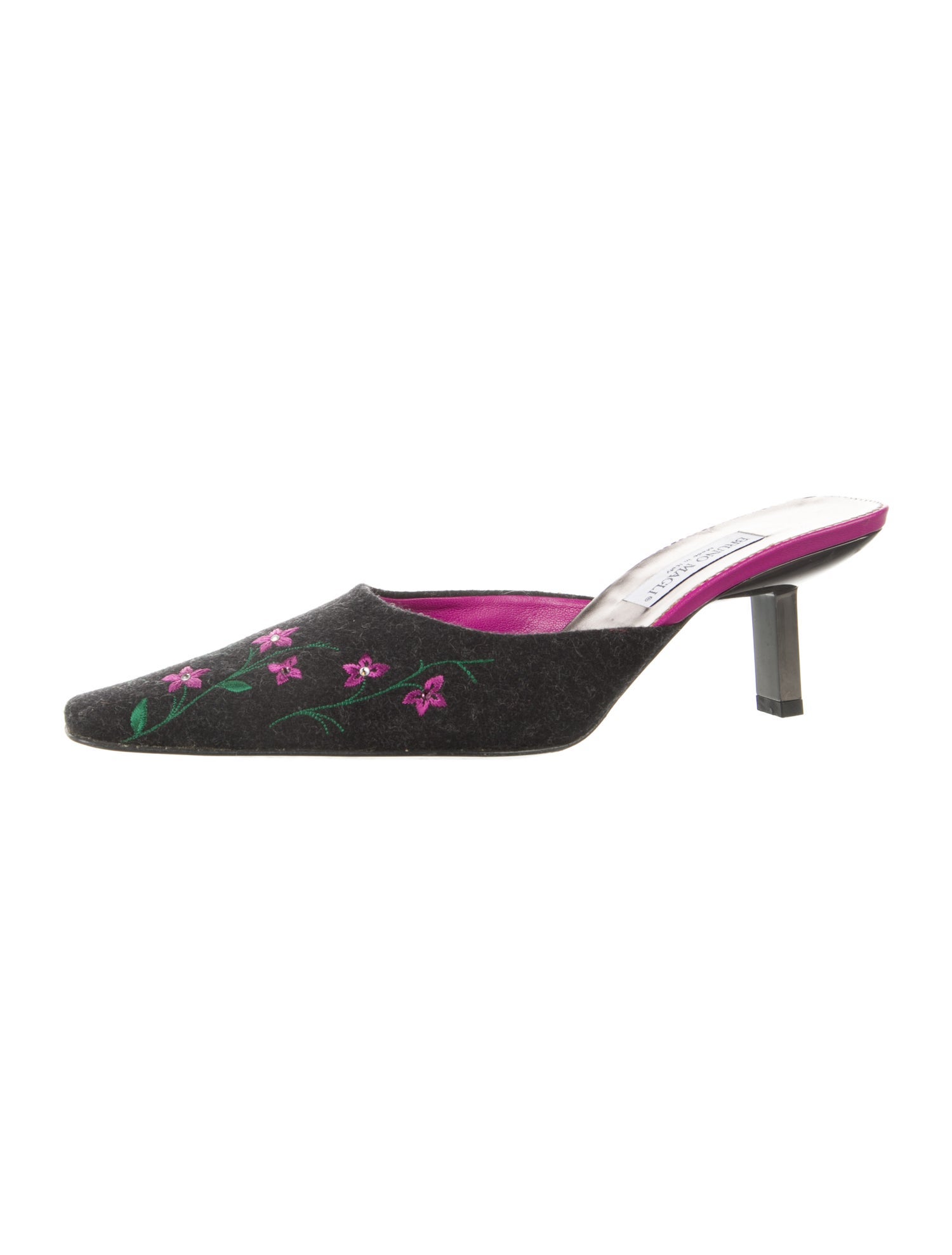 Bruno Magli Floral Print Crystal Embellishments Mules