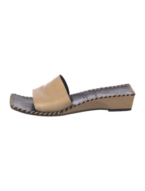 Bruno Magli Leather Whipstitch Trim Slides