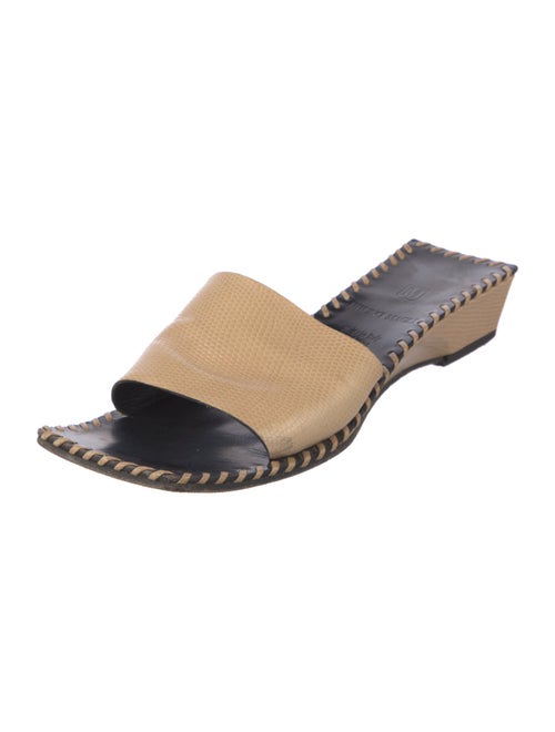 Bruno Magli Leather Whipstitch Trim Slides