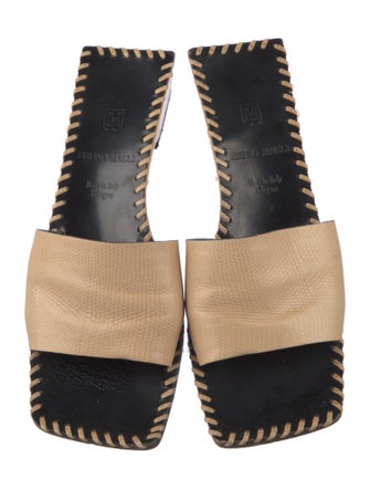Bruno Magli Leather Whipstitch Trim Slides