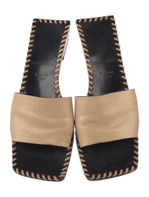 Bruno Magli Leather Whipstitch Trim Slides