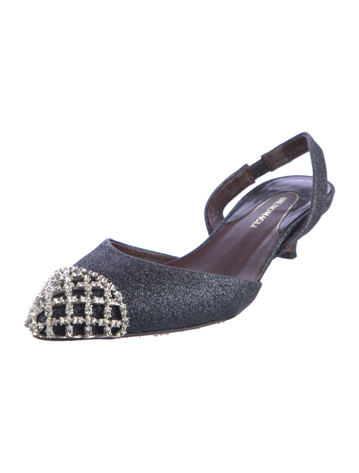 Bruno Magli Glitter Crystal Embellishments Slingback Pumps