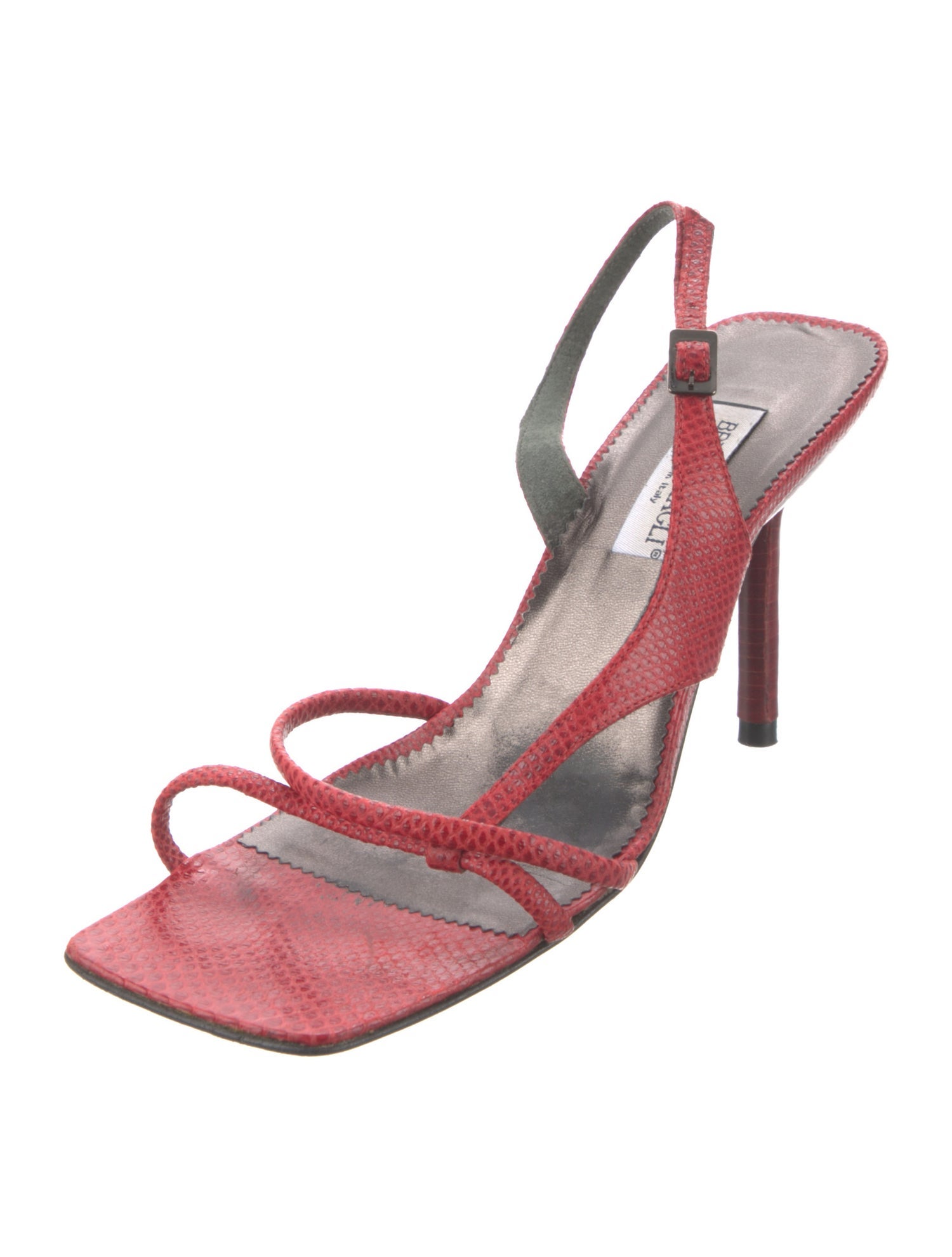 Bruno Magli Embossed Leather Slingback Sandals