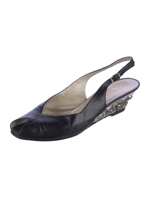 Bruno Magli Leather Crystal Embellishments Slingback Pumps