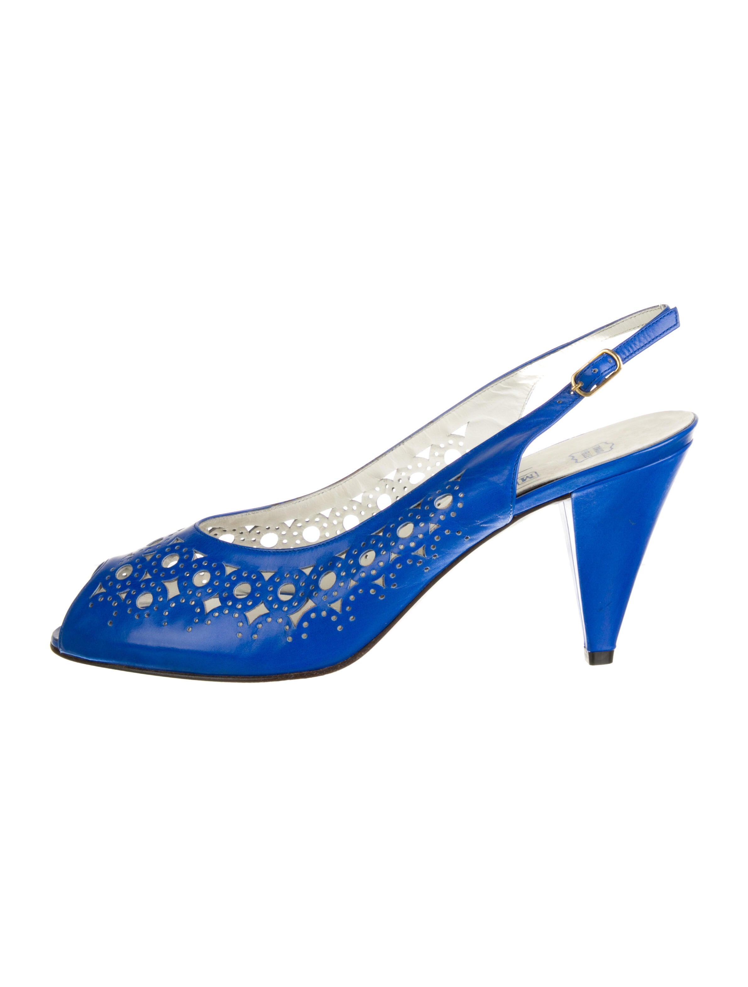 Bruno Magli Leather Lasercut Accents Slingback Sandals