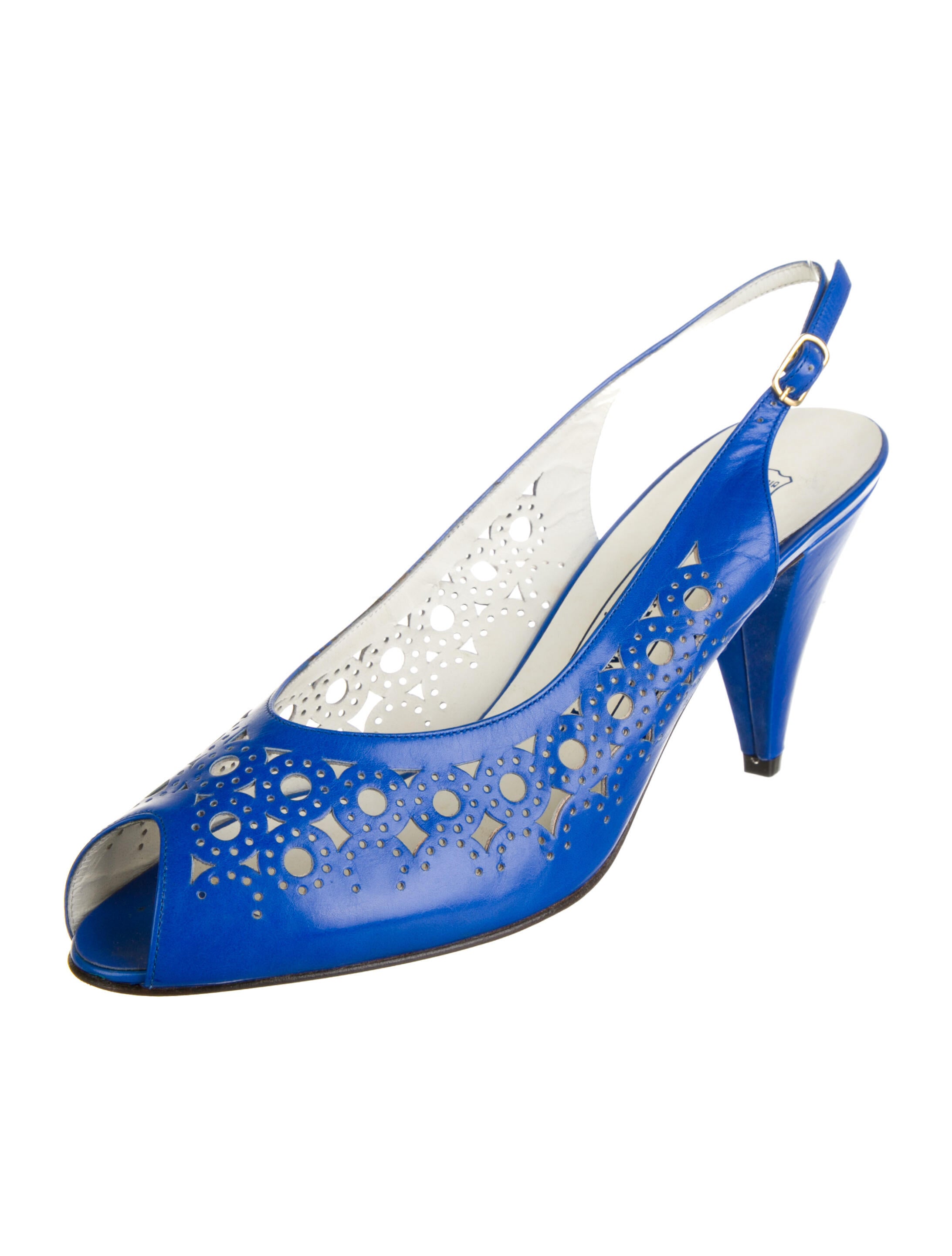 Bruno Magli Leather Lasercut Accents Slingback Sandals