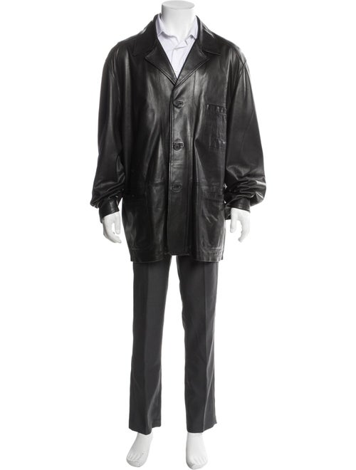 Bruno Magli Leather Trench Coat