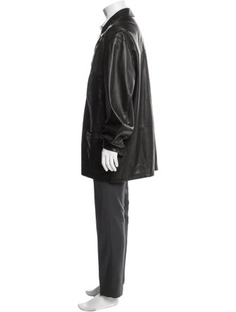 Bruno Magli Leather Trench Coat