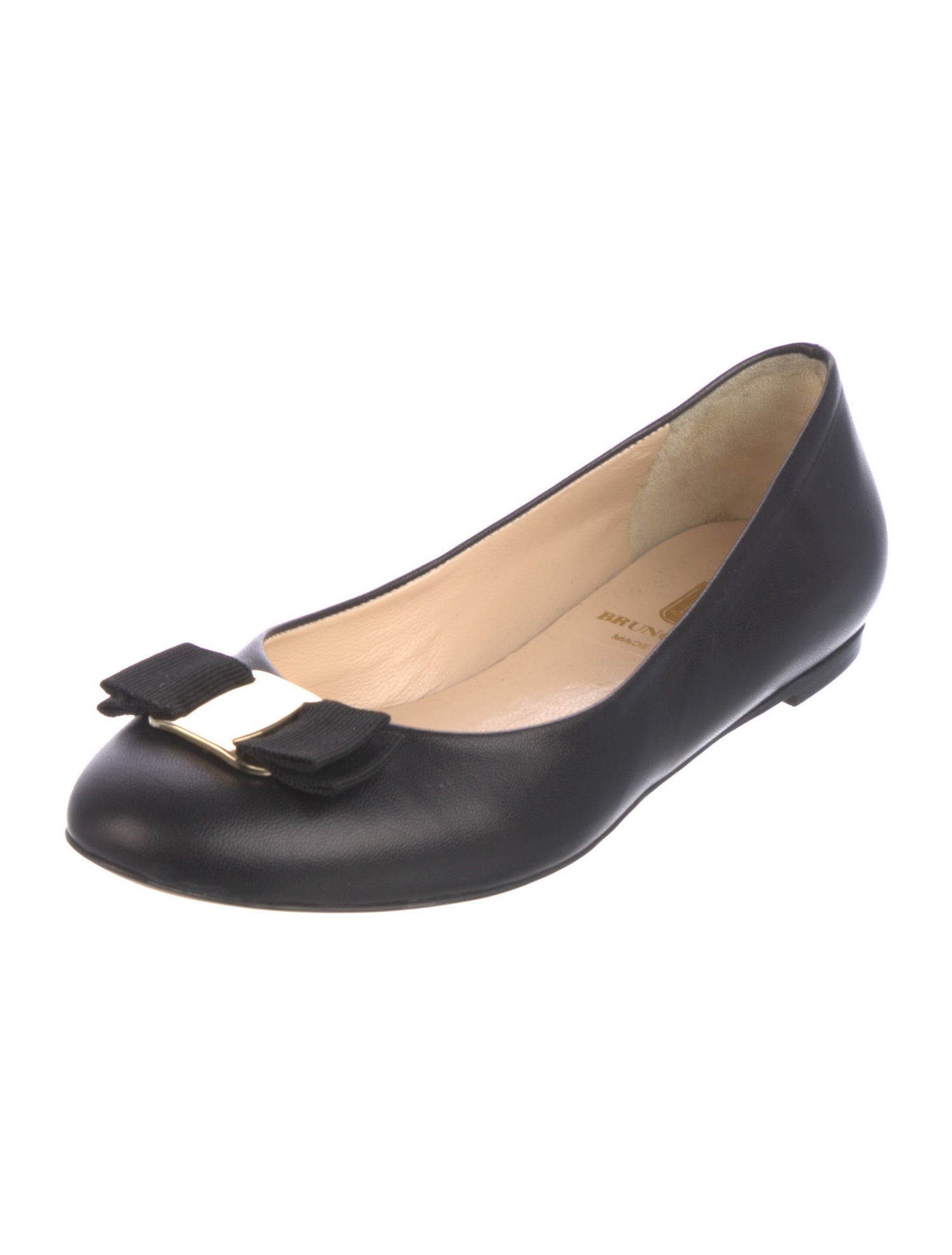 Bruno Magli Leather Bow Accents Ballet Flats
