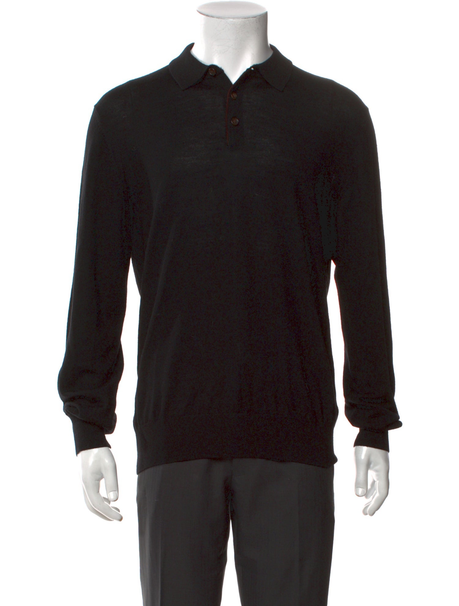 Bruno Magli Merino Wool Collar Polo Sweater