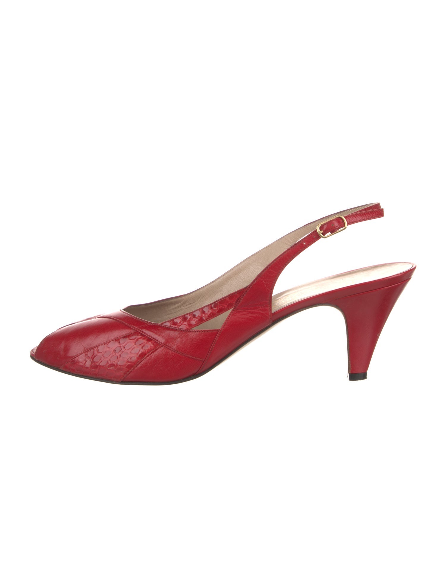 Bruno Magli Embossed Leather Slingback Pumps