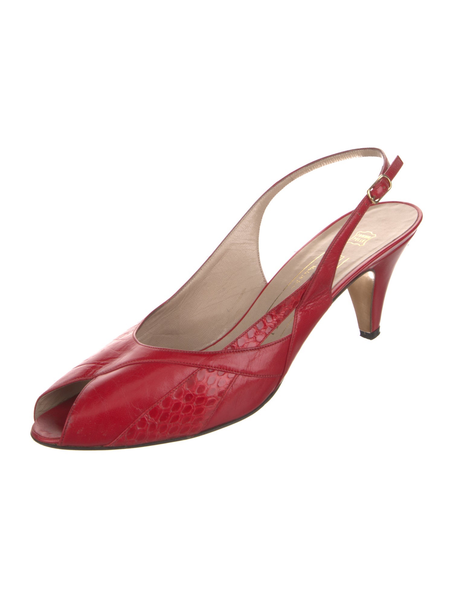 Bruno Magli Embossed Leather Slingback Pumps