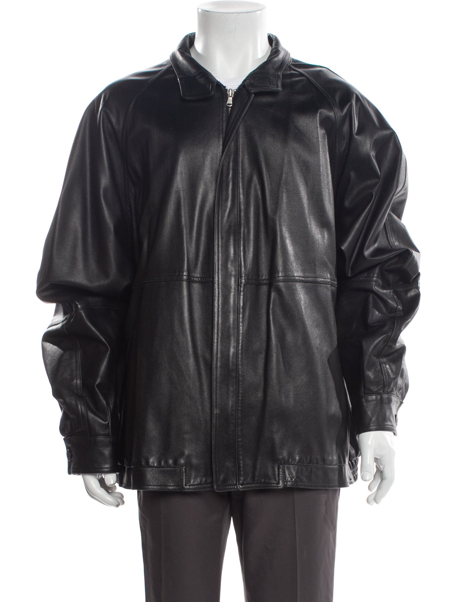 Bruno Magli Leather Trucker Jacket