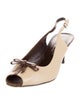 Bruno Magli Leather Bow Accents Slingback Pumps
