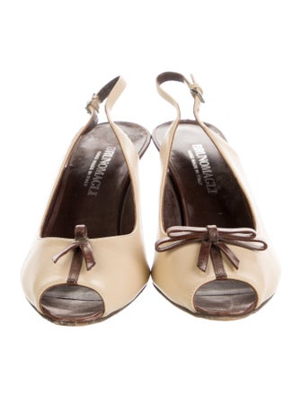 Bruno Magli Leather Bow Accents Slingback Pumps