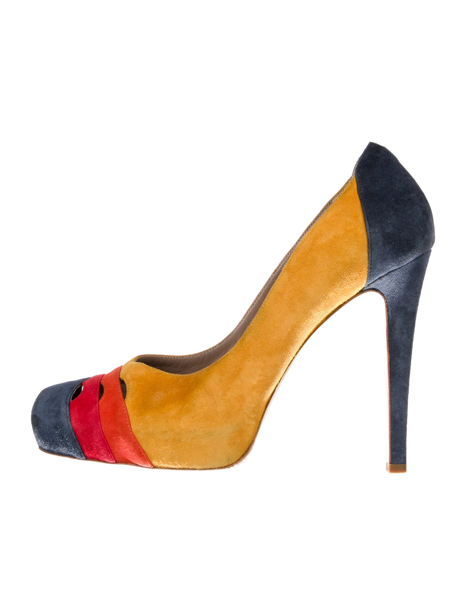 Bruno Magli Suede Colorblock Pattern Pumps
