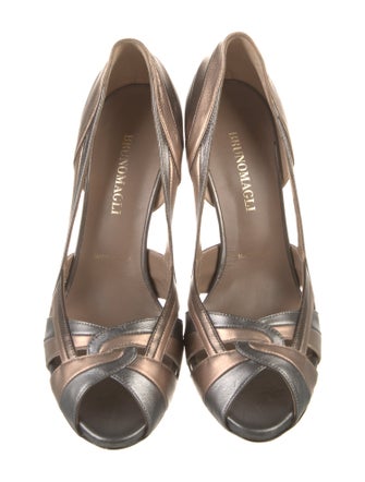 Bruno Magli Leather Colorblock Pattern Slingback Sandals