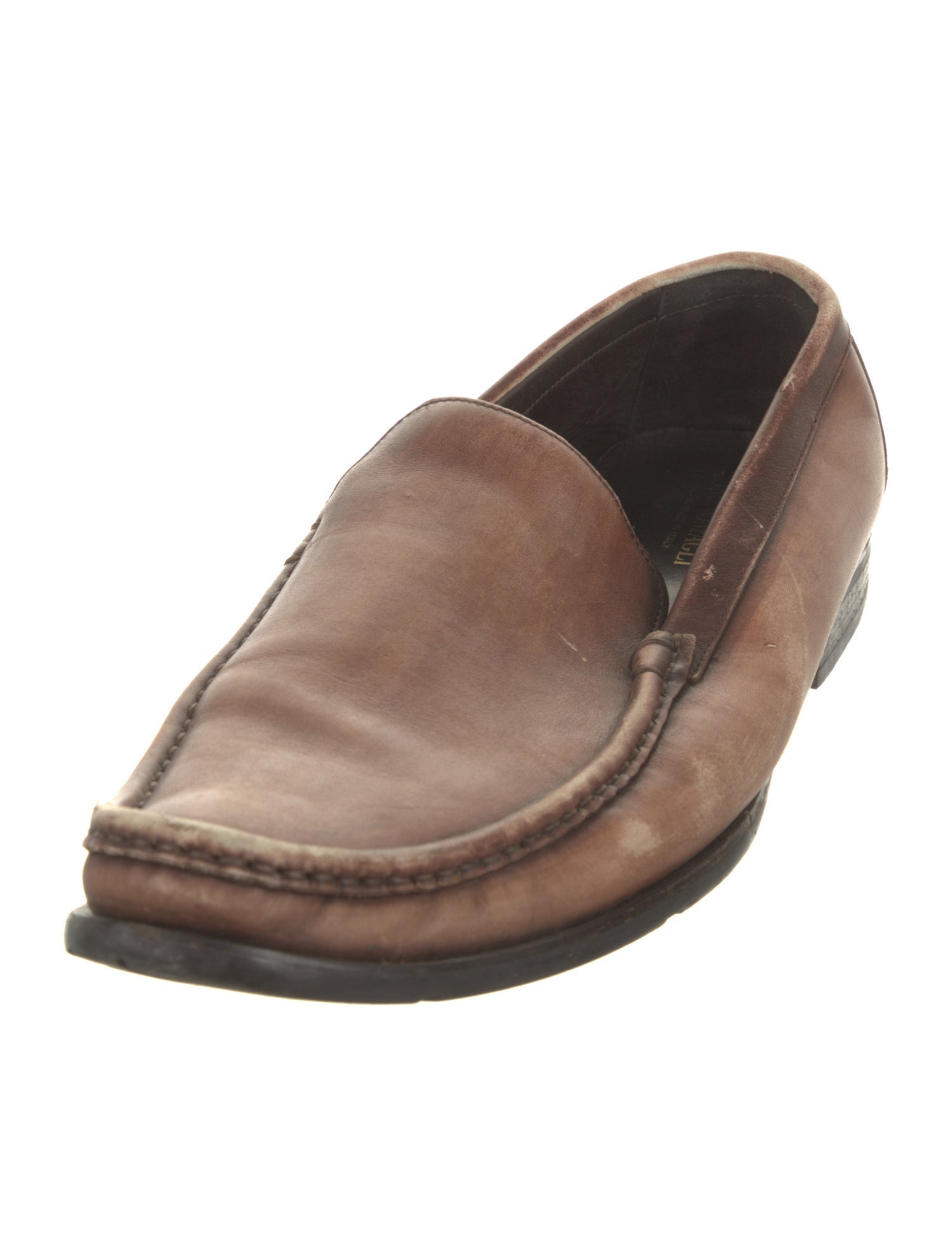 Bruno Magli Leather Distressed Accents Dress Loafers