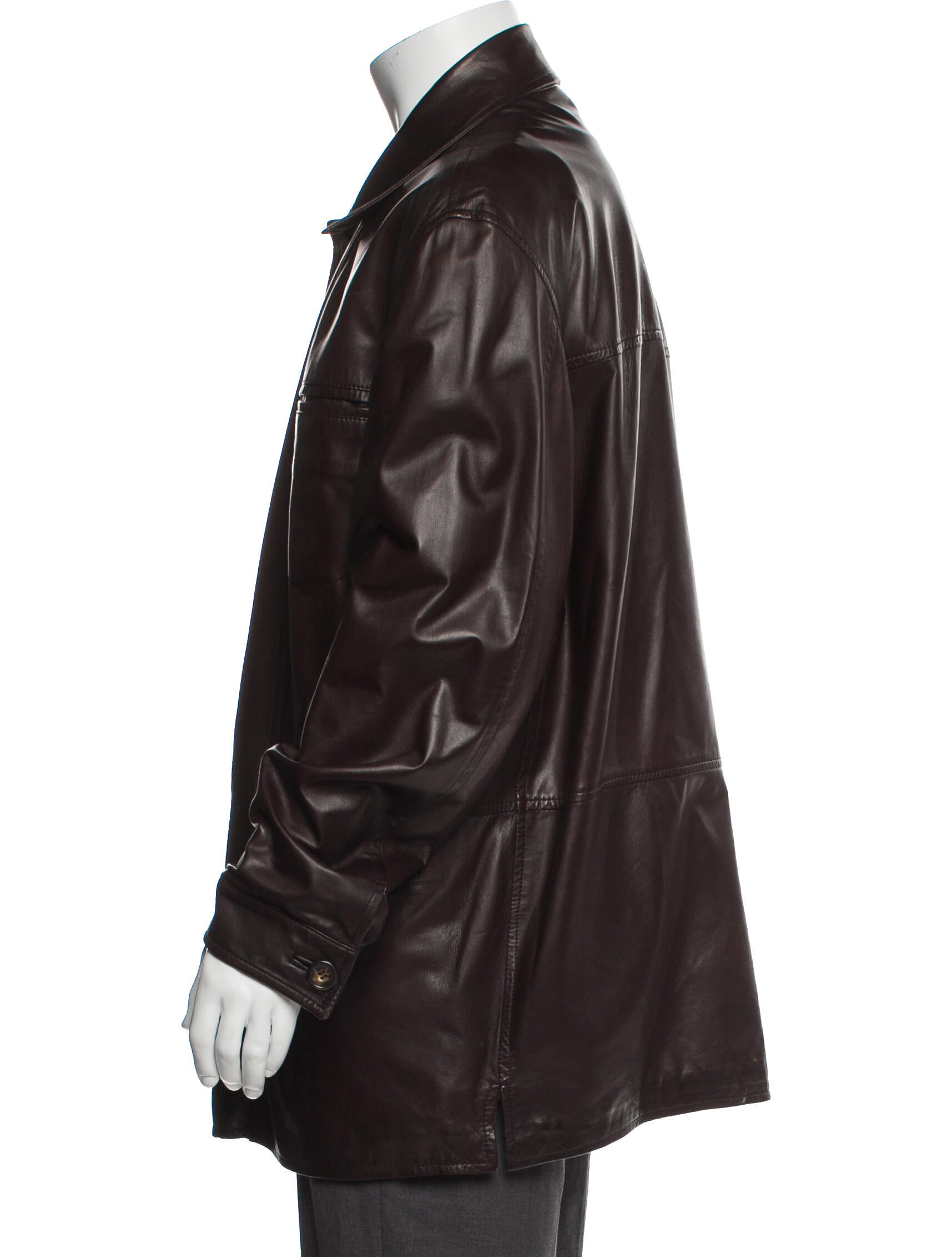 Bruno Magli Leather Overcoat