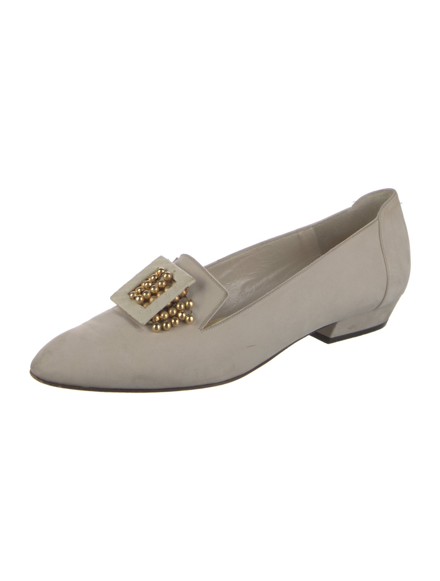 Bally Suede Beaded Accents Loafers