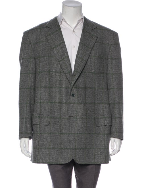 Brioni Wool Windowpane Blazer grey