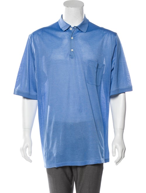 Brioni Knit Polo Shirt blue