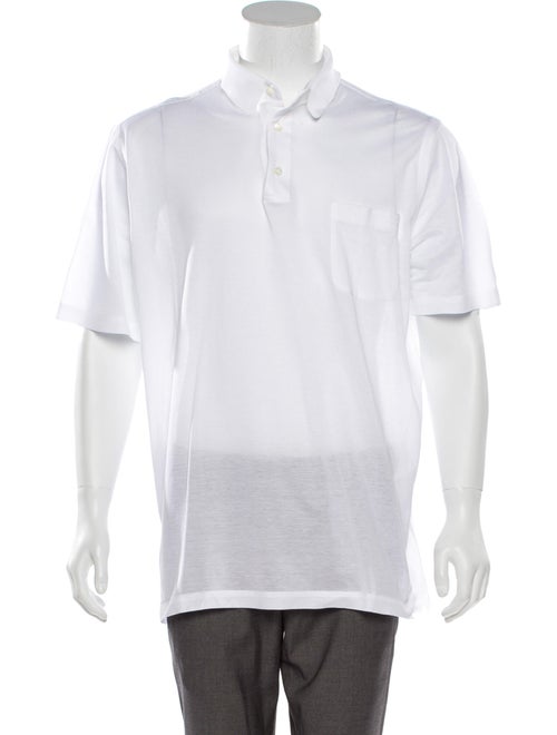 Brioni Knit Polo Shirt white