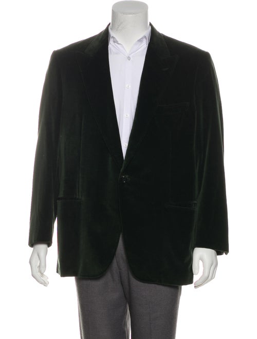 Brioni Velvet One-Button Blazer green