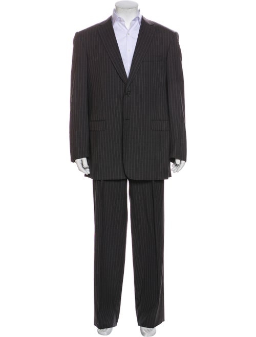 Brioni Stripe Wool Two-Piece Suit Set grey
