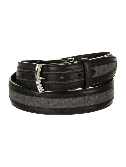 Brioni Leather Buckle Belt black