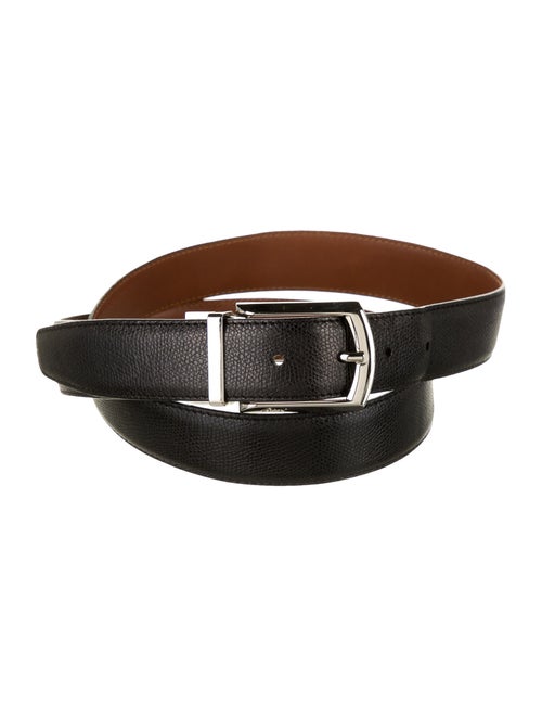 Brioni Leather Buckle Belt black