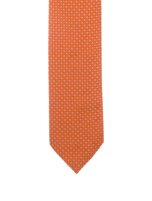 Brioni Patterned Silk Tie orange