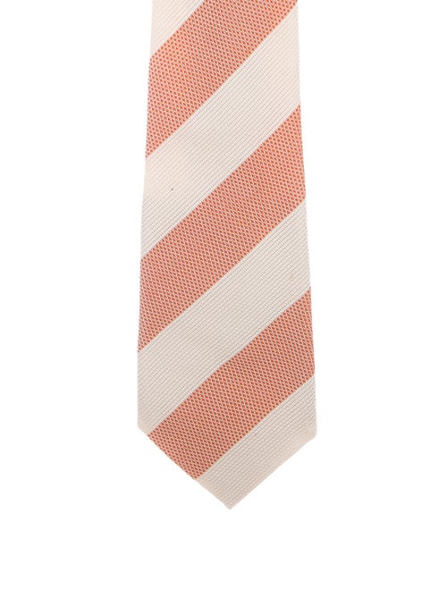Brioni Striped Silk Tie orange