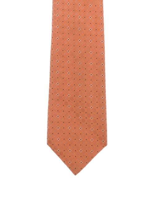 Brioni Patterned Silk Tie orange