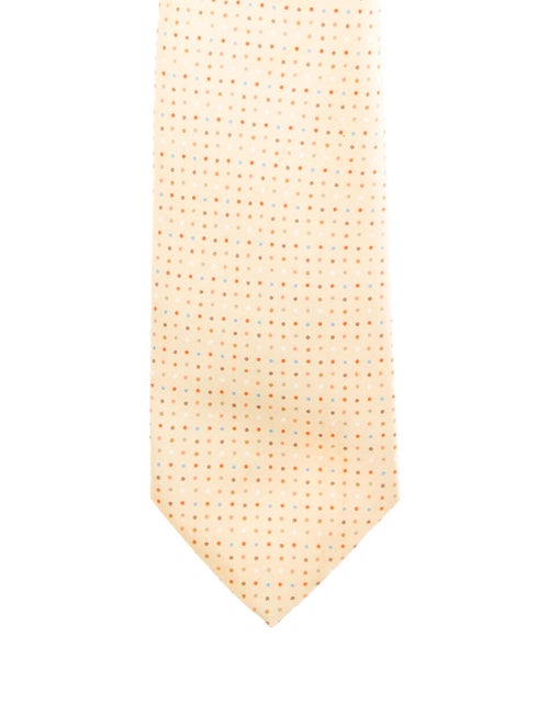 Brioni Polka Dot Silk Tie yellow